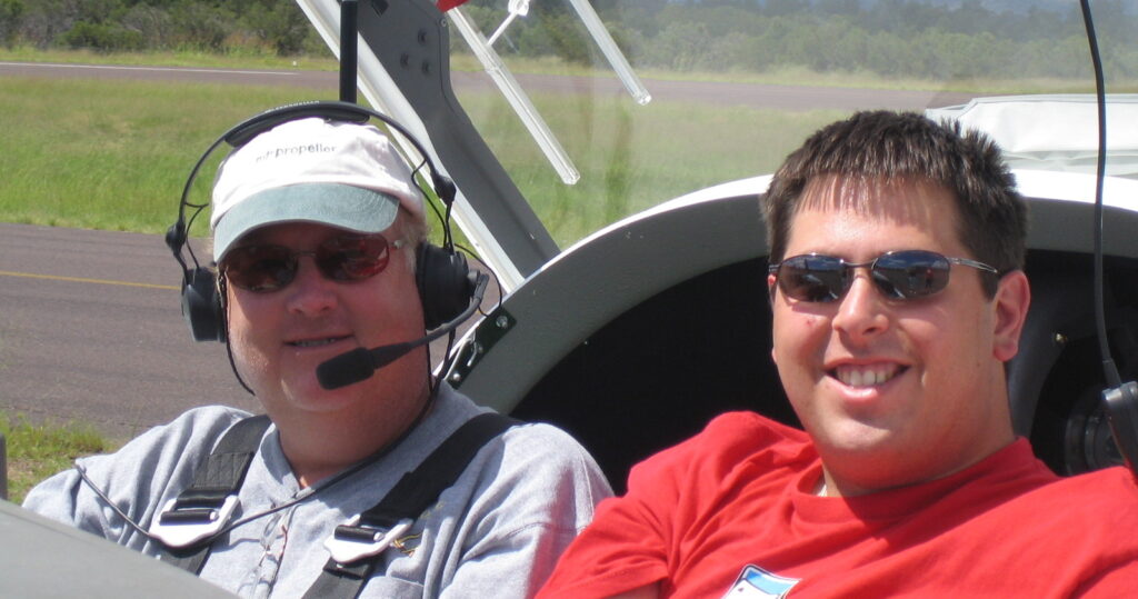 Russ & Brandy in the motor glider cockpit